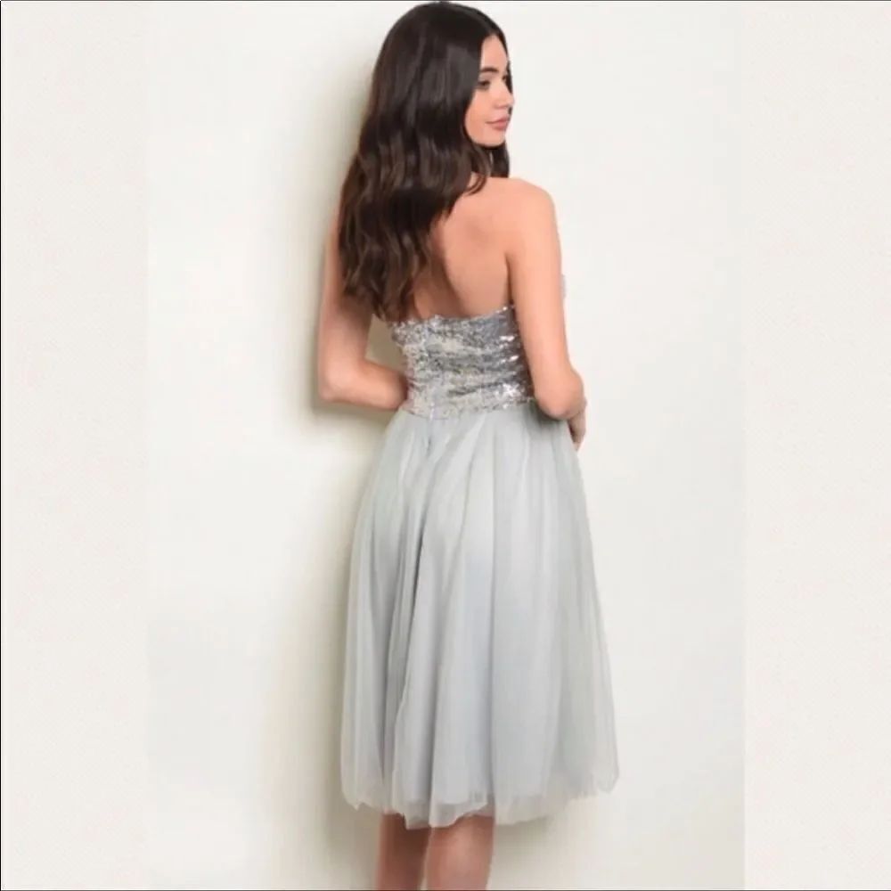 Silver sequin tulle dress - Picture 3 of 3